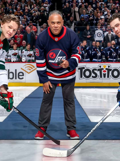 Bill Riley drops puck at Jets game on Black History Night