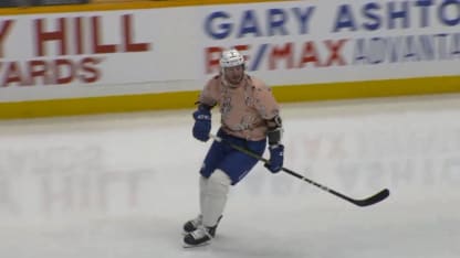 JT Miller wears dress shirt at Vancouver Canucks practice